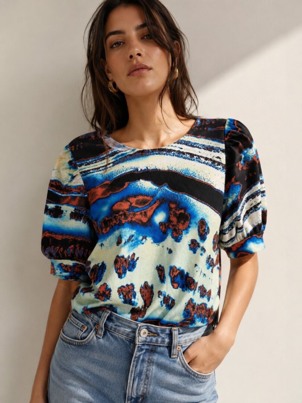 CHUFY Laia Sky Puff Sleeve Tee NEW NWT